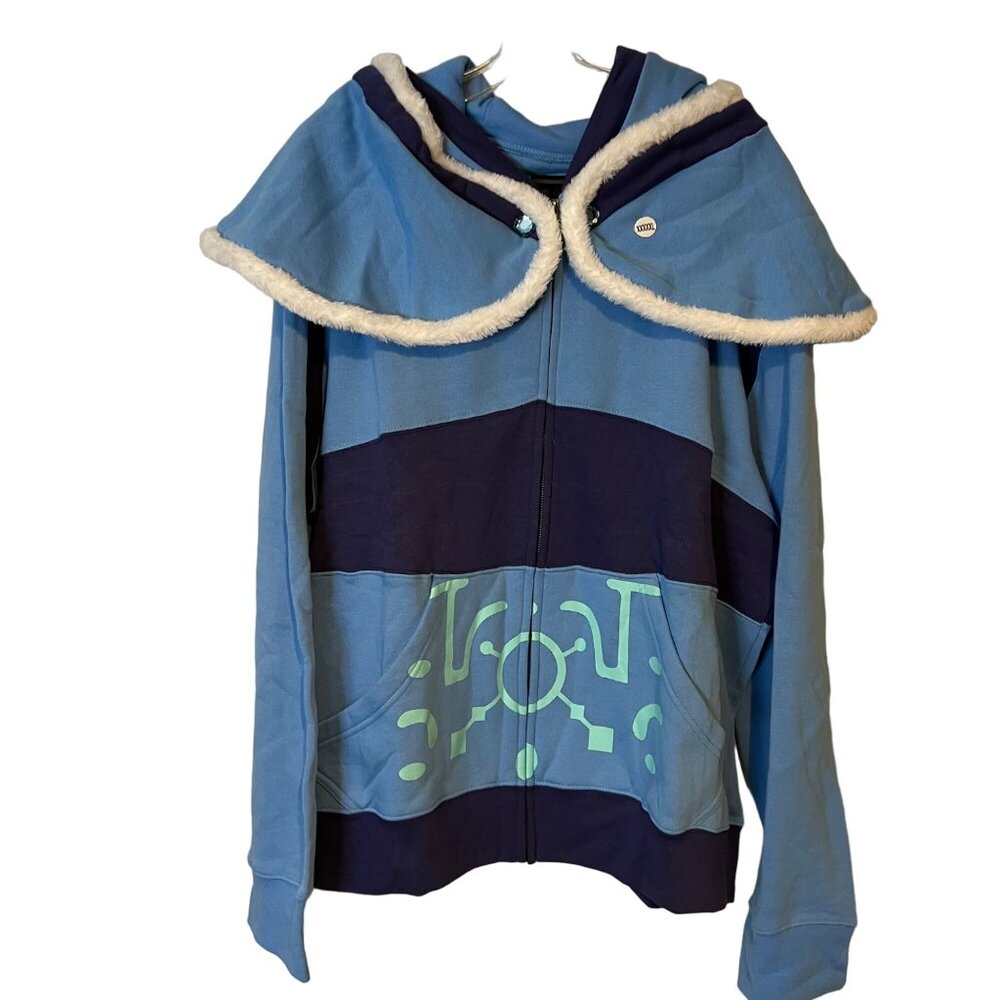Dota 2 Crystal Maiden Hoodie Womens 5XL Blue Cape Cosplay Faux Fir NEW